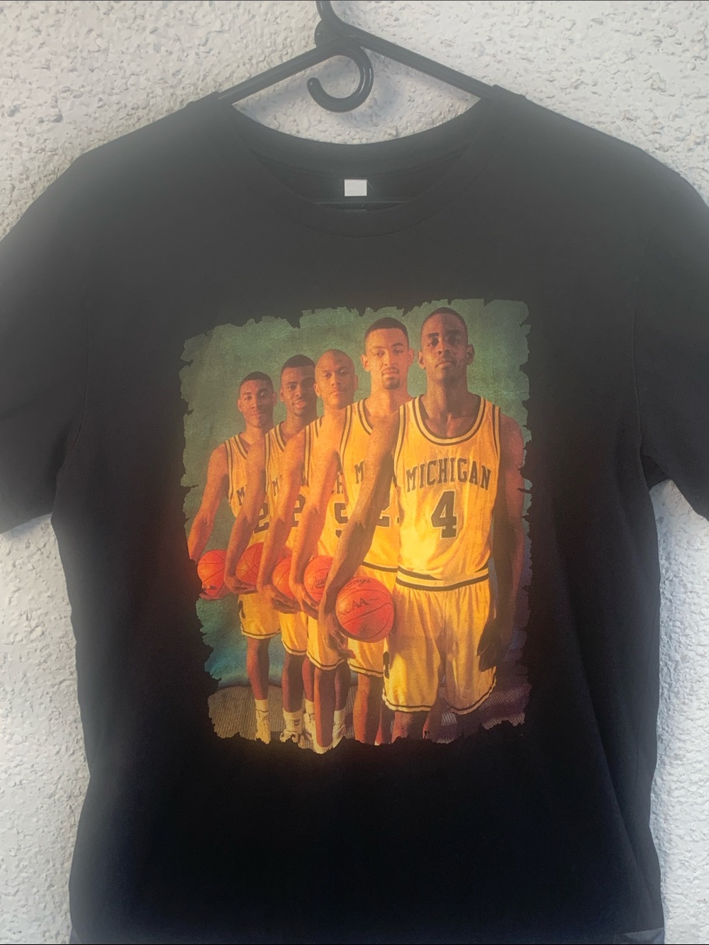 Black Graphic Basketball Tee with Michigan Players
